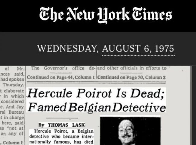 50 years since Hercule Poirot's death: The fictional detective who earned a real obituary in The New York Times