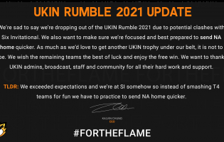 After qualifying for the Six Invitational 2022, MNM Gaming is pulling out of the UKIN Rumble 2021