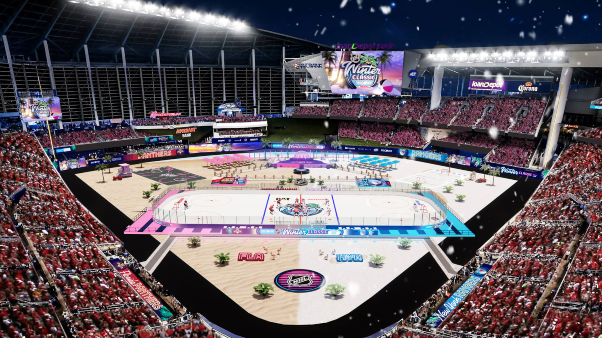 Miami's baseball stadium transforms into an ice hockey stadium for the NHL Winter  Classic - - Gamereactor