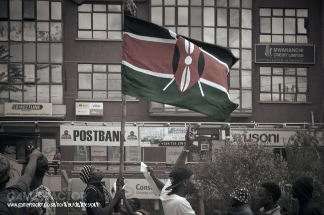 A Kenyan protester has been shot dead in the head outside a quarantine centre