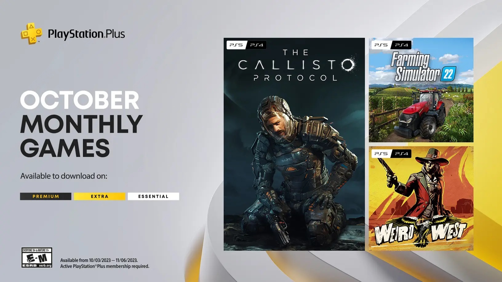 PS Plus Free Games October Callisto Protocol Farming Simulator 22