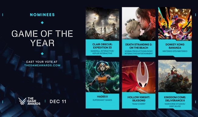 Here are all the nominees for The Game Awards 2025