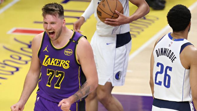 Luka Dončić doesn't hold back in his first Lakers game against Mavericks, breaking an NBA record in the process