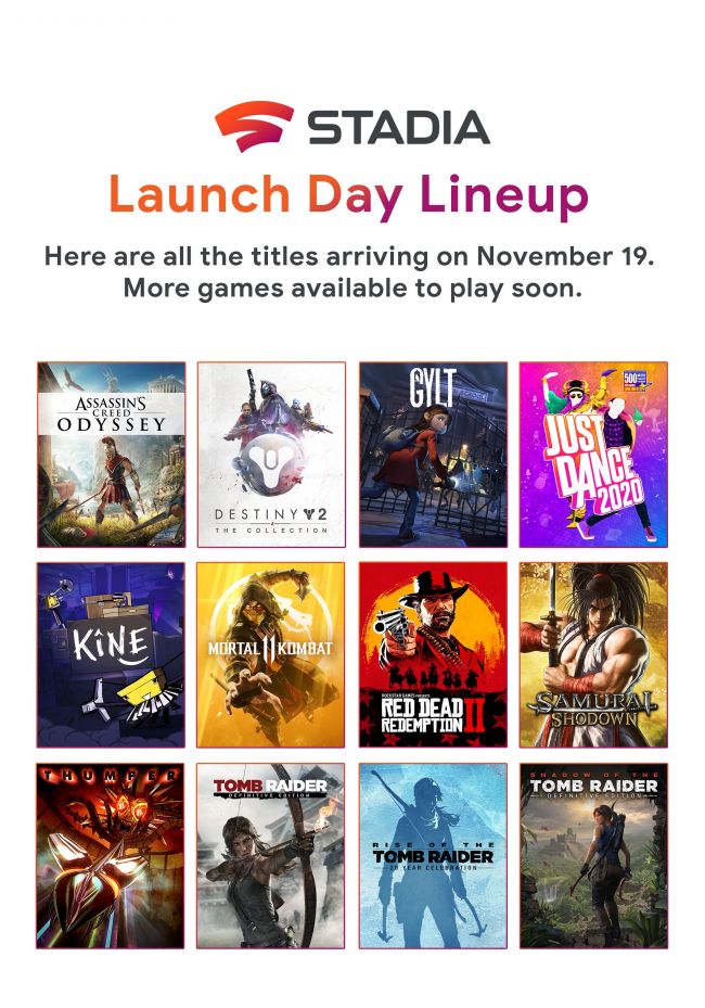 Google reveals launch day lineup for Stadia