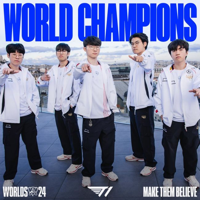 (LoL ゲーム) T1 WORLDS CHAMPIONS UNIFORM T1 celebrates Worlds 2024 victory with exclusive merchandise