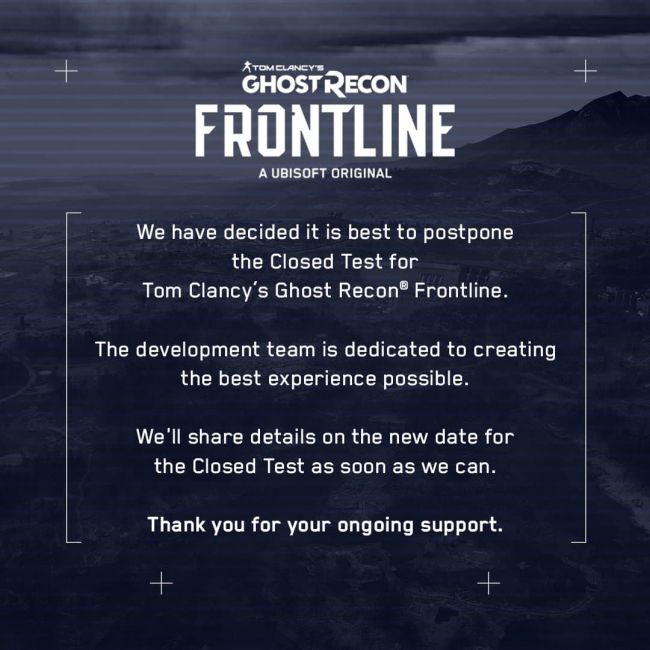 Ghost Recon Frontline beta test delayed one day before it was set