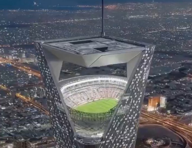 Saudi Arabia unveils plans to build a football stadium atop a 350-meter skyscrapper