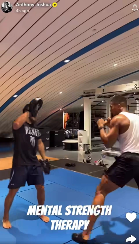 Anthony Joshua back in training after the car crash