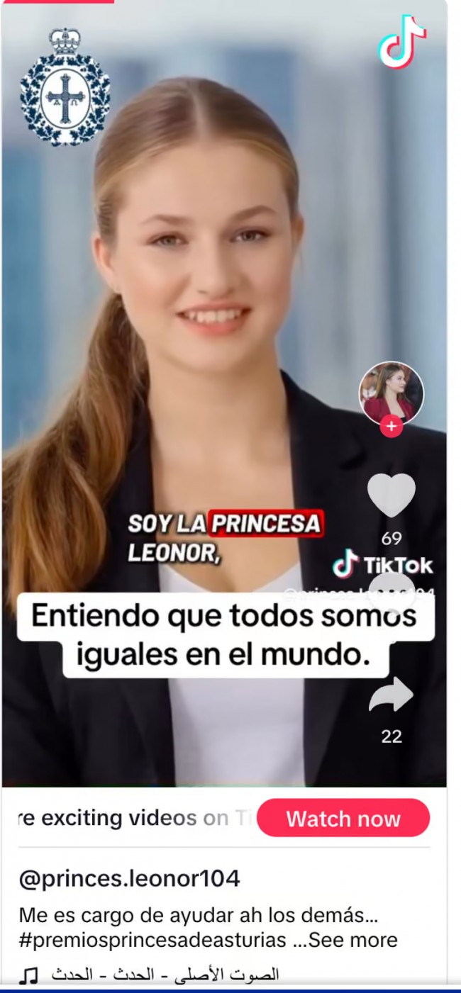 Warning: TikTok scam using AI videos of Spain's Princess Leonor