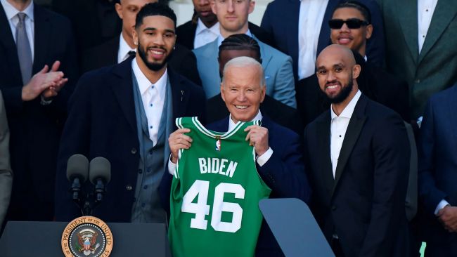 Joe Biden welcomes 2024's NBA champions to the White House