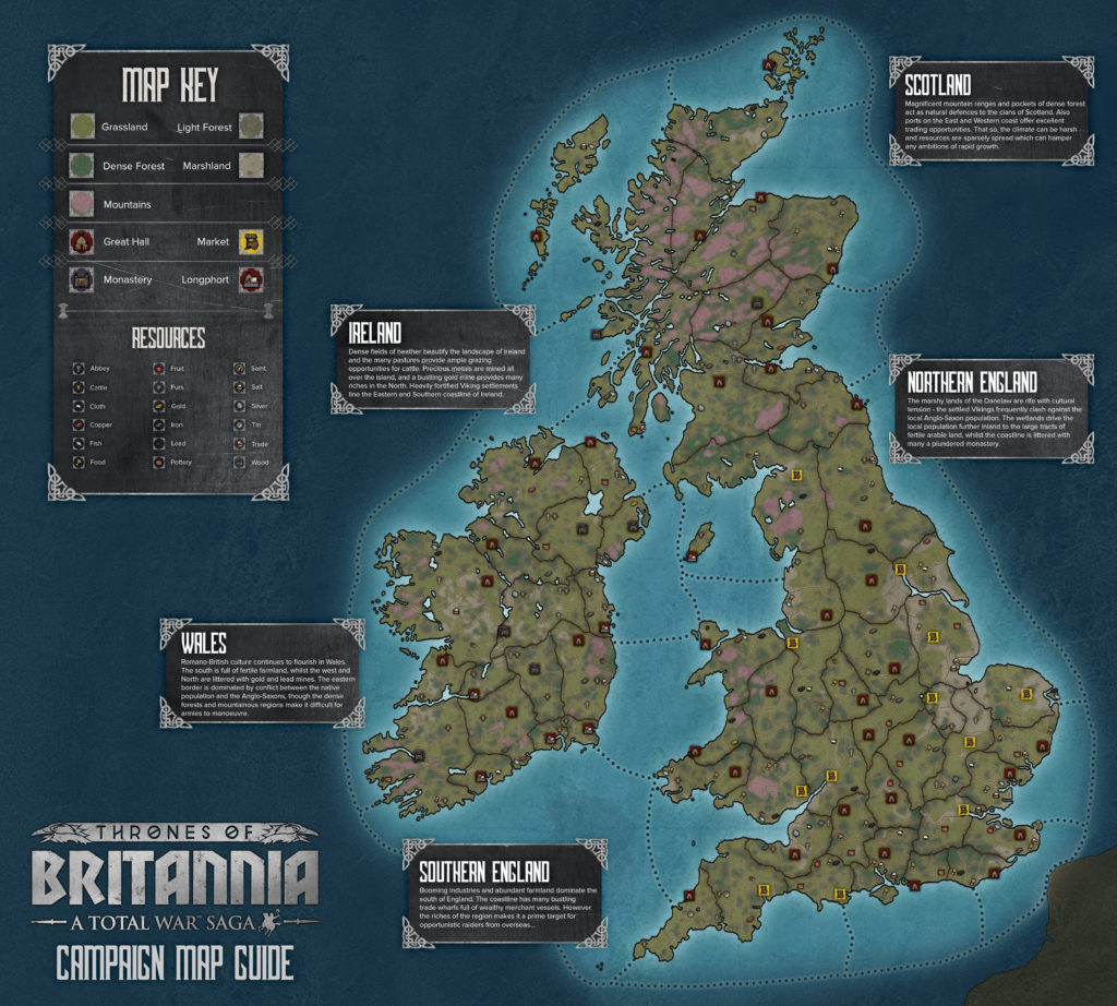 A Total War Saga: Thrones of Britannia maps detailed