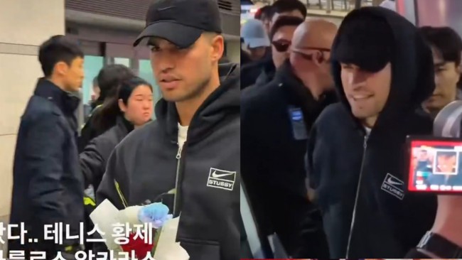 Carlos Alcaraz greeted by dozens of fans in South Korea ahead of match with Sinner