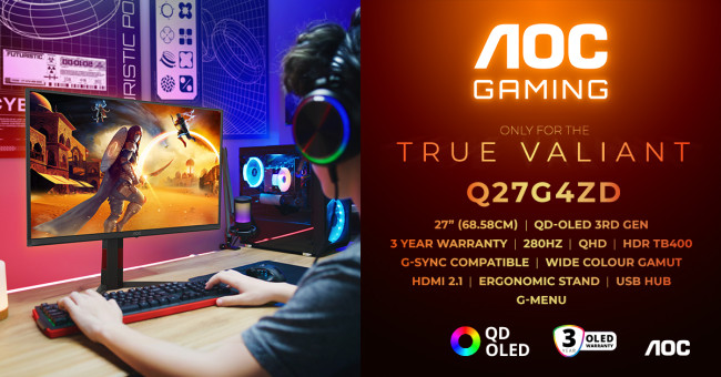 This is the new AOC GAMING Q27G4ZD monitor the latest in third-generation QD-OLED technology