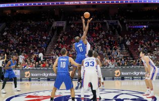 Team Dignitas logo appears at NBA 76ers match