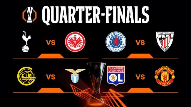 Europa League quarter-finals ties with dates and times, including Lyon vs. Manchester United