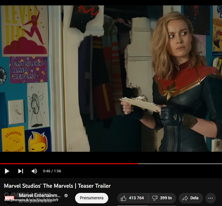 The Marvels trailer drowns in dislikes on
